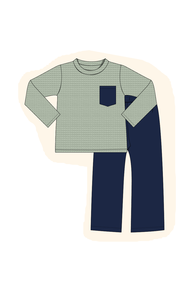 Navy waffle ruffle collection