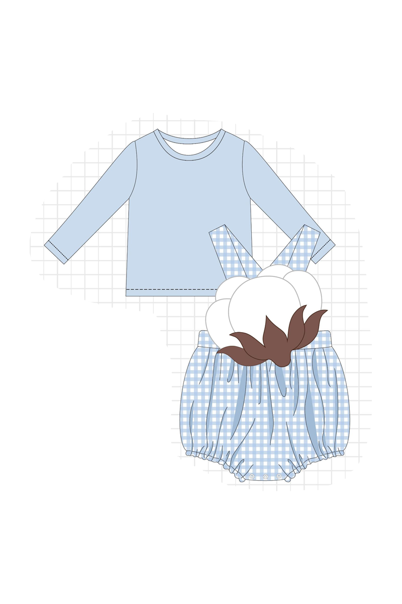 Blue&pink cotton applique gingham collection