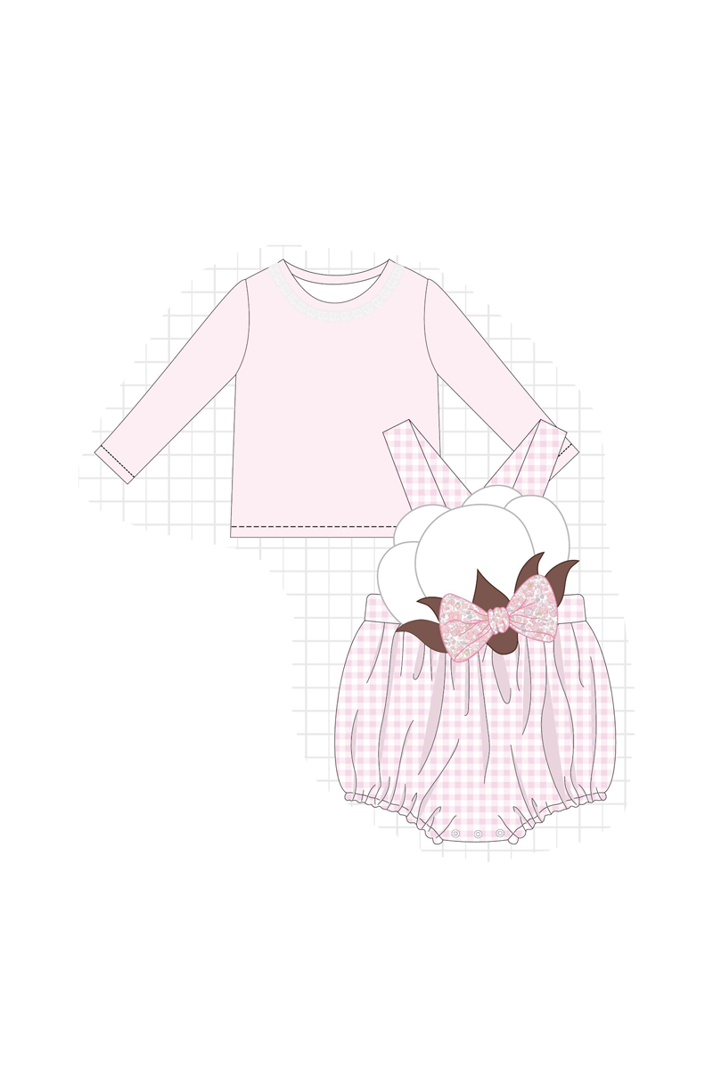 Blue&pink cotton applique gingham collection