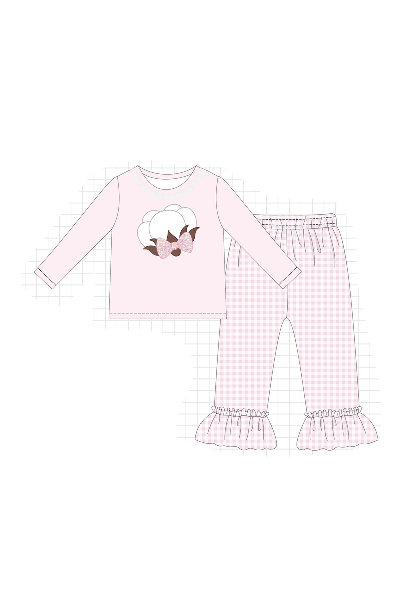 Blue&pink cotton applique gingham collection