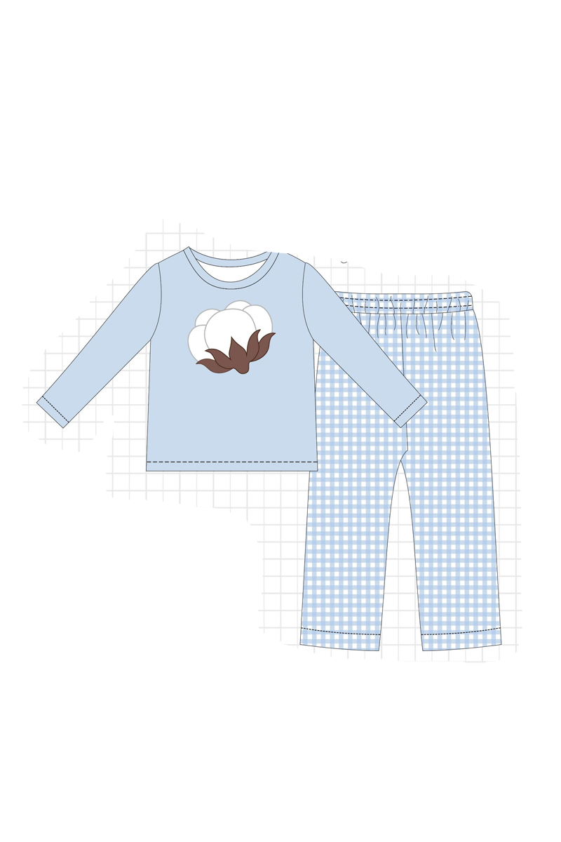 Blue&pink cotton applique gingham collection