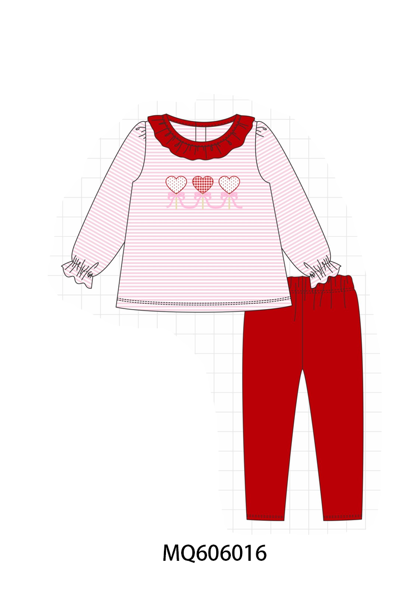 Pink&blue stripe heart embroidery collection