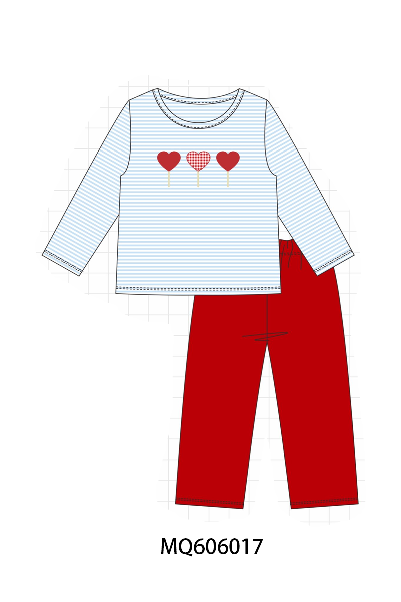 Pink&blue stripe heart embroidery collection