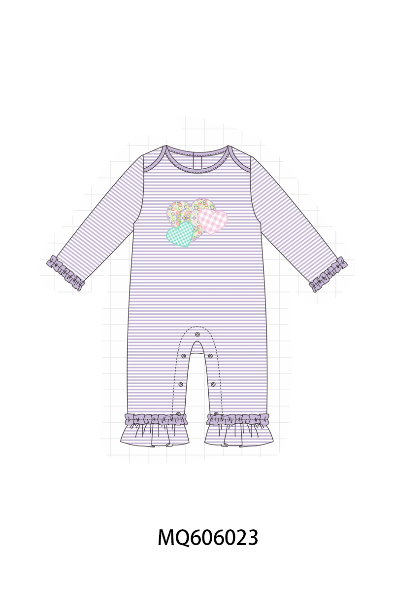 Purple&blue stripe heart applique collection