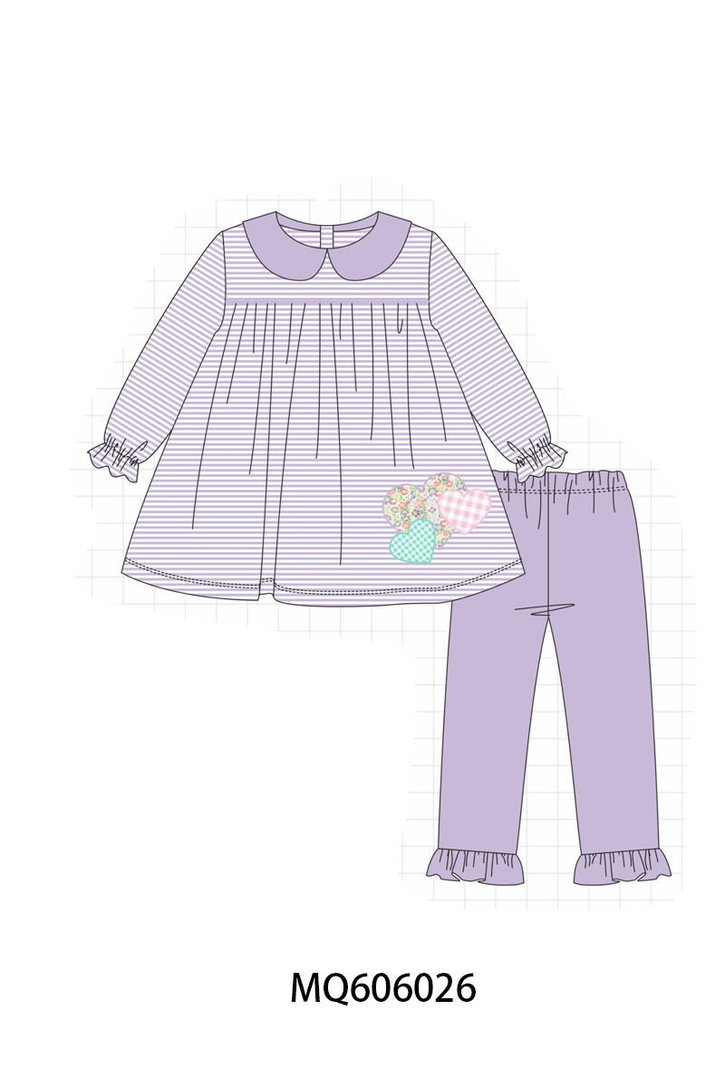 Purple&blue stripe heart applique collection
