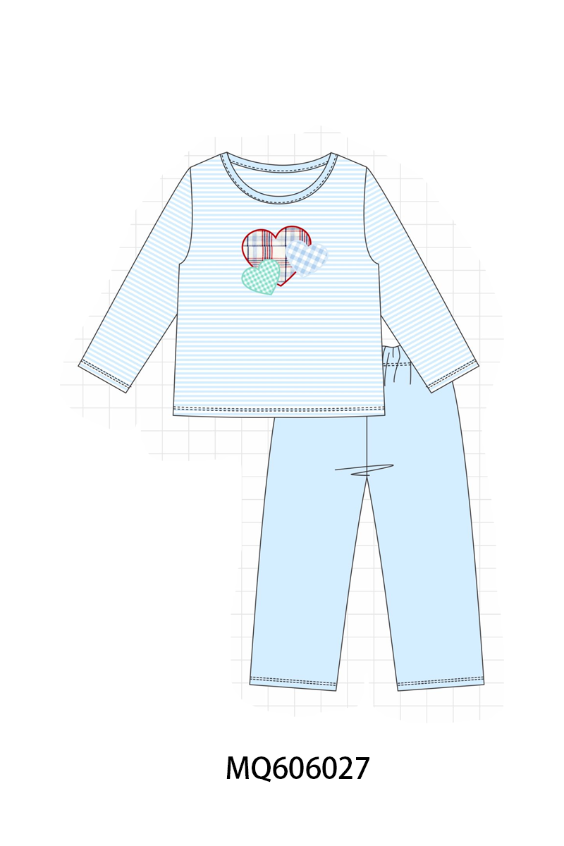 Purple&blue stripe heart applique collection