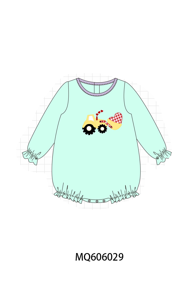 Mint excavator heart applique collection