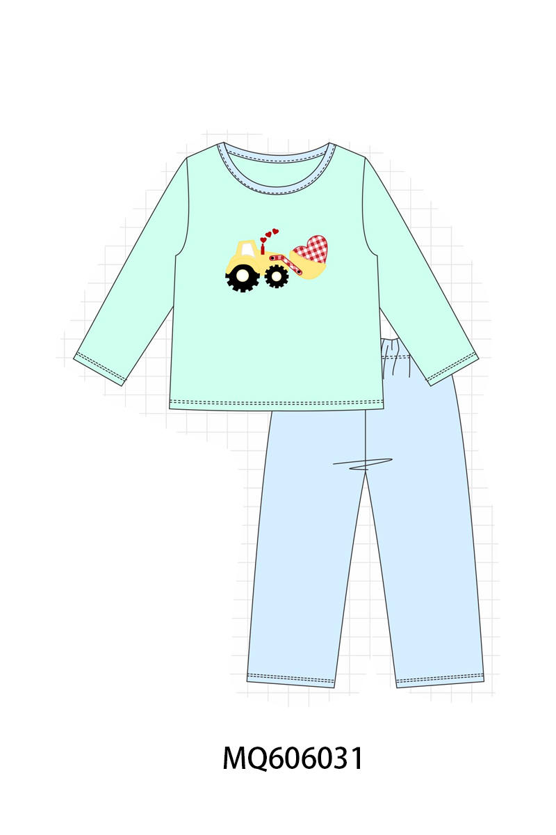 Mint excavator heart applique collection