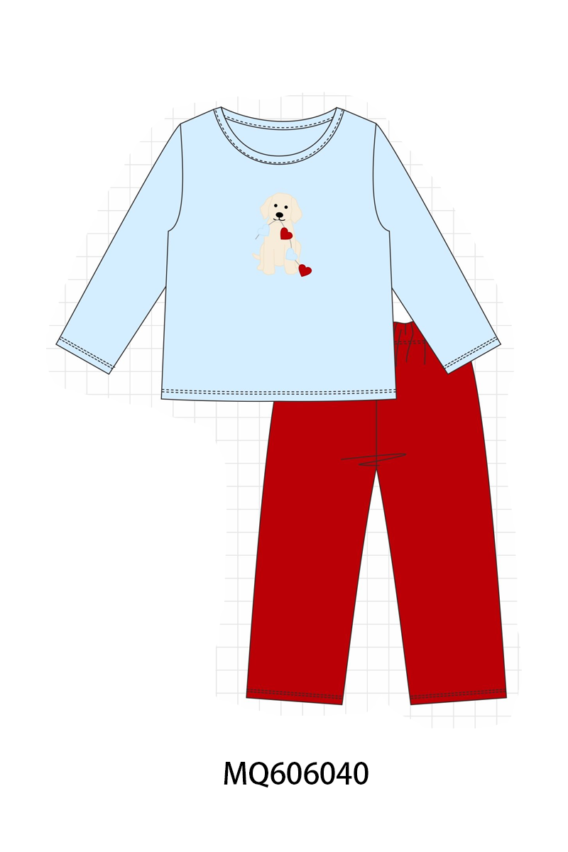 Blue puppy heart applique collection