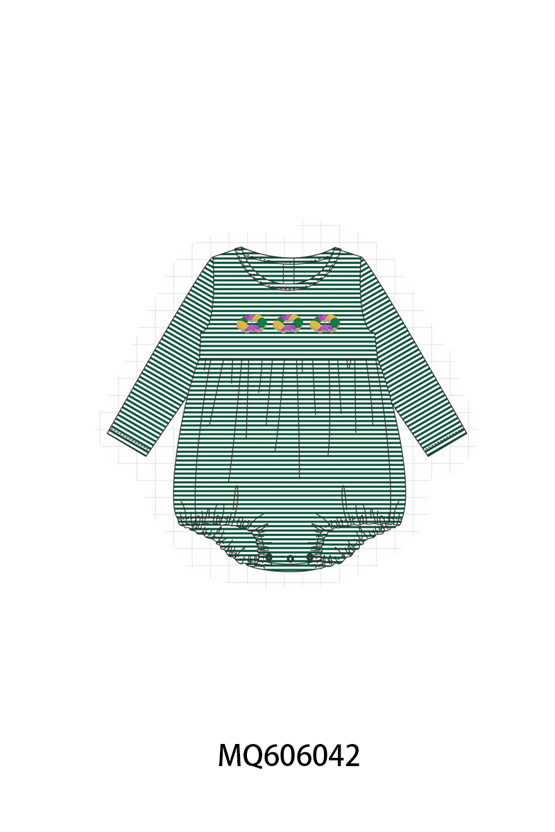 Green stripe embroidery collection