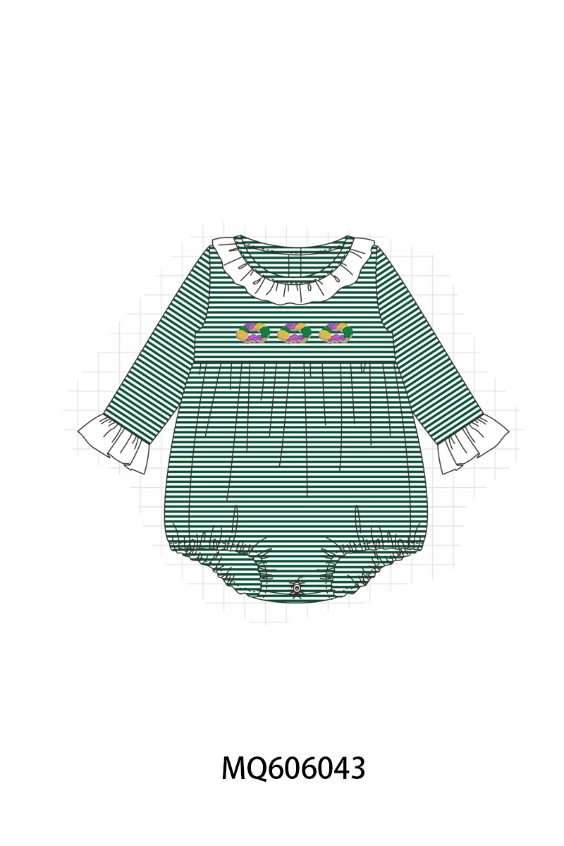 Green stripe embroidery collection