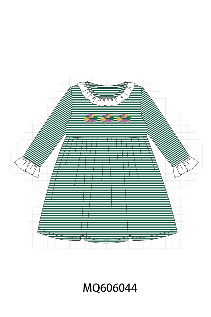Green stripe embroidery collection