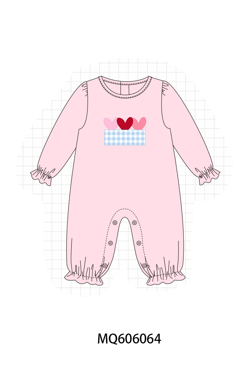 Blue&pink truck heart applique gingham collection