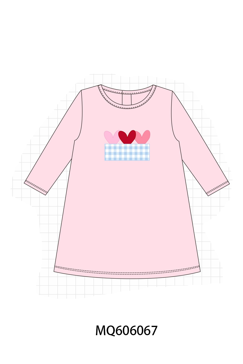 Blue&pink truck heart applique gingham collection