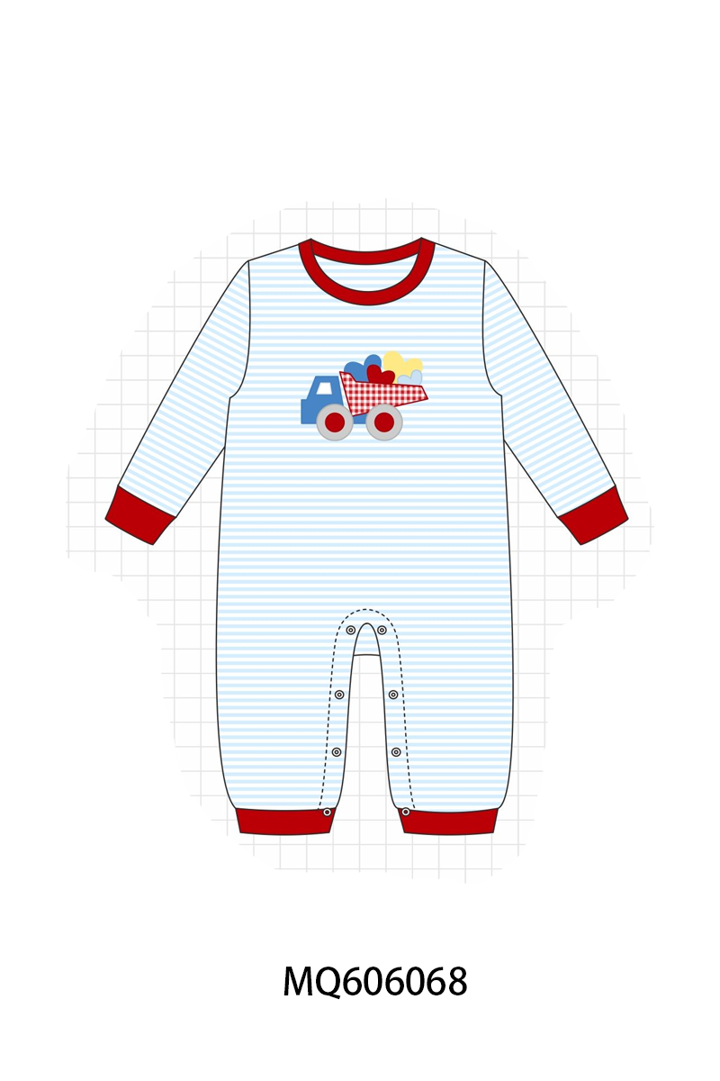 Blue&pink strie truck heart applique collection