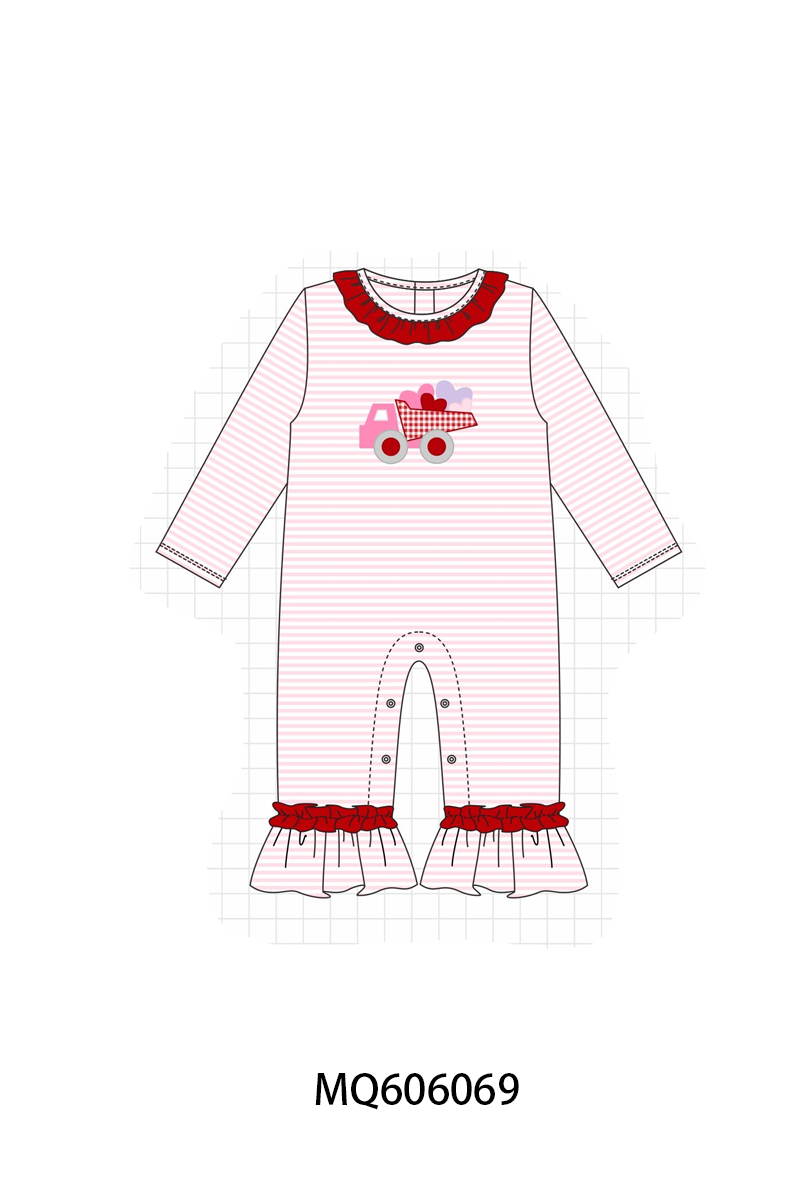 Blue&pink strie truck heart applique collection
