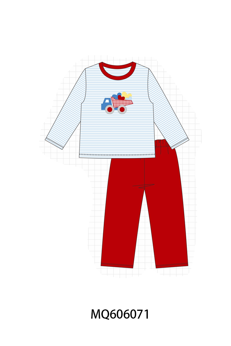 Blue&pink strie truck heart applique collection