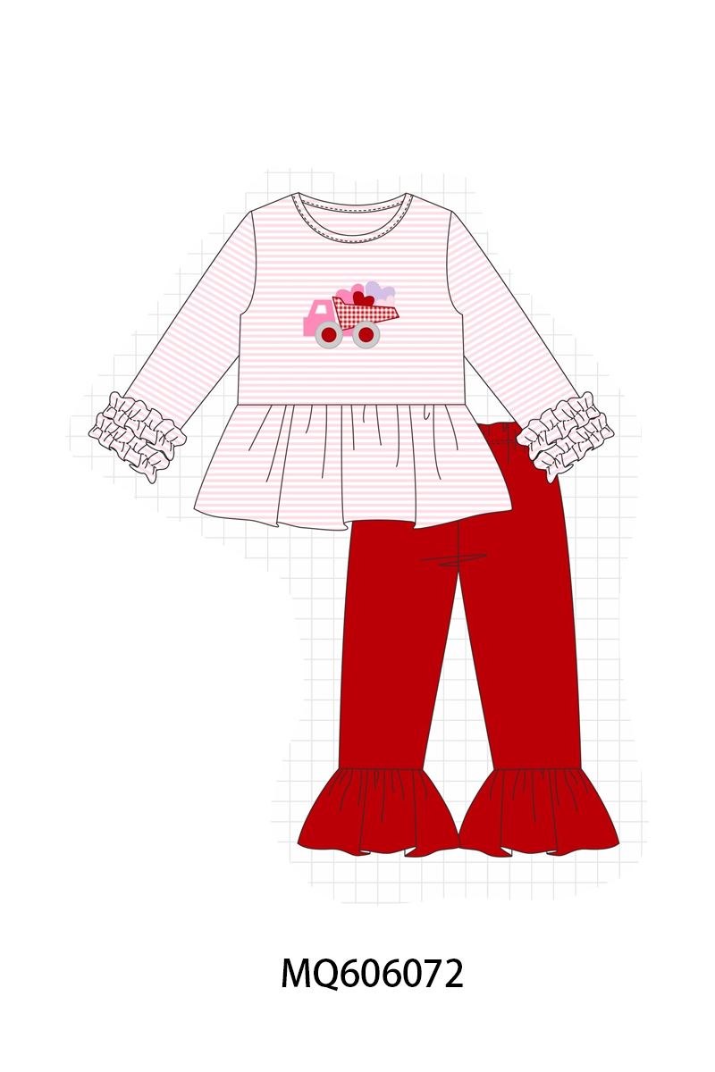 Blue&pink strie truck heart applique collection