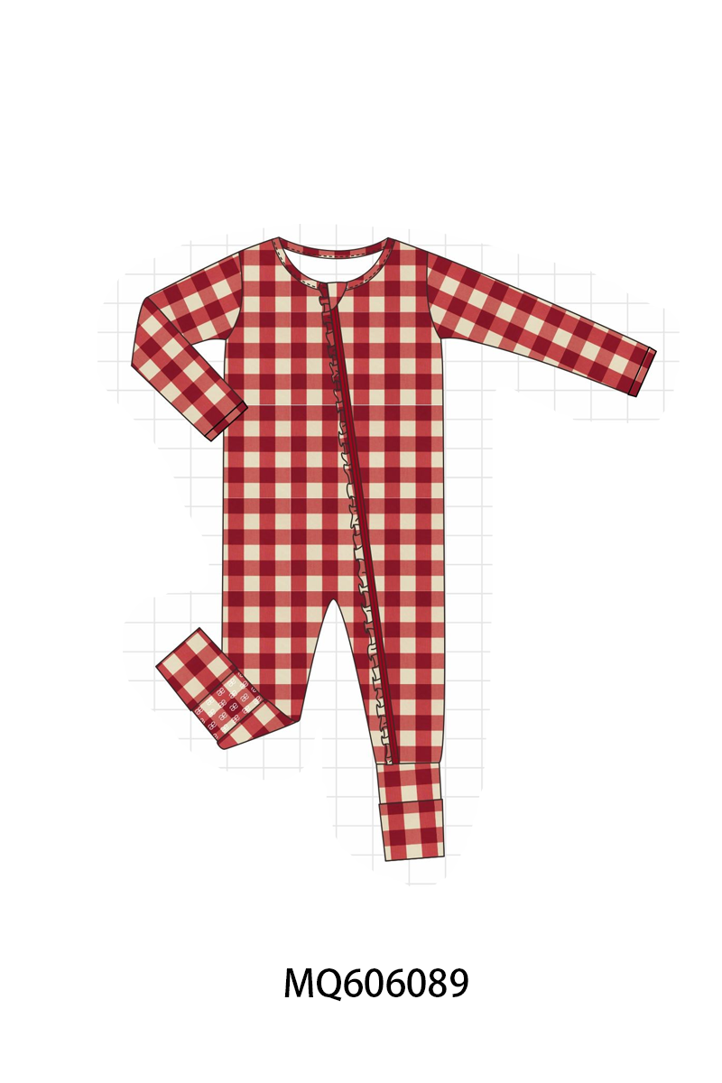 Maroon gingham pajama collection