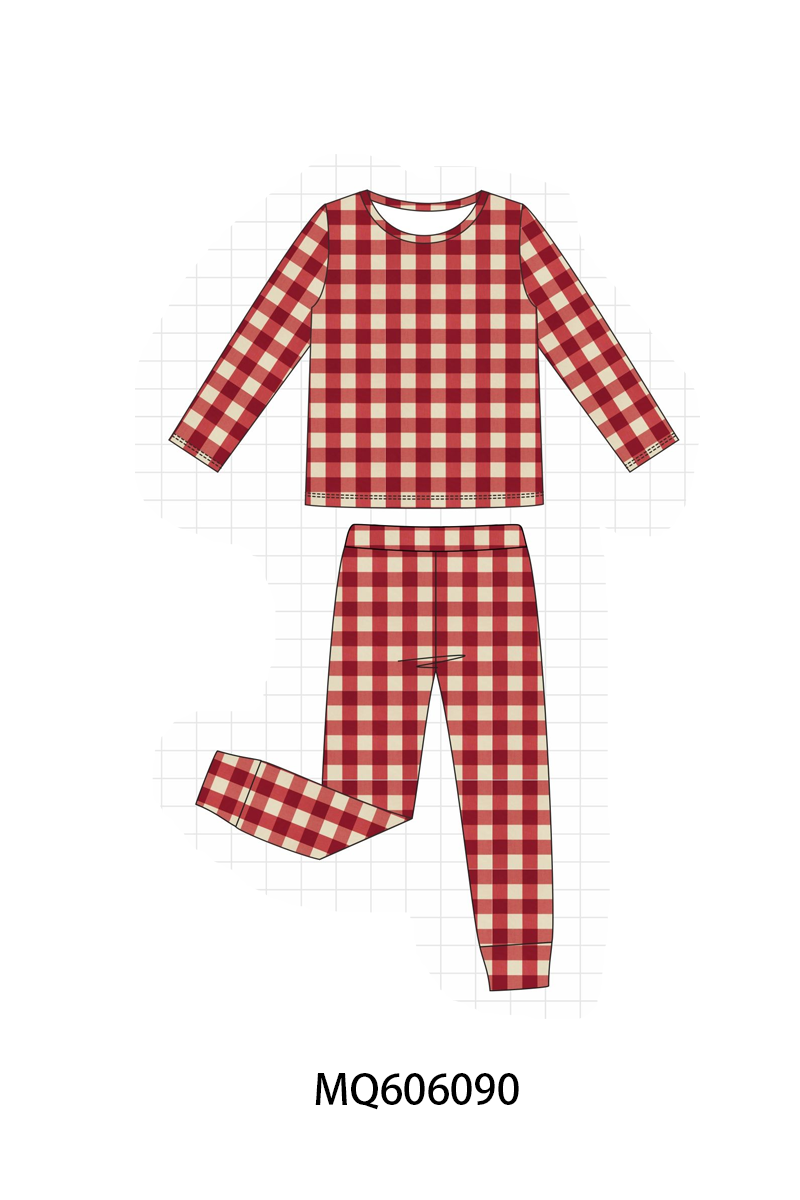 Maroon gingham pajama collection
