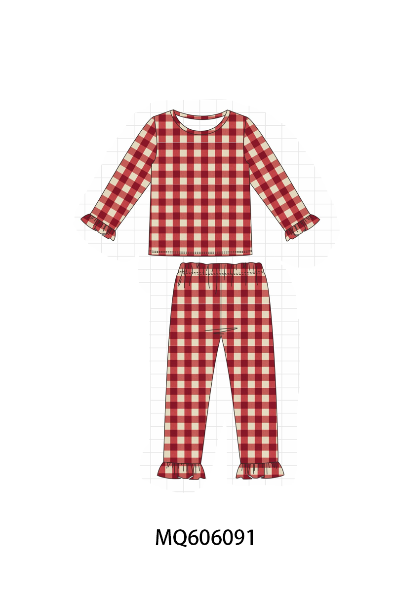 Maroon gingham pajama collection