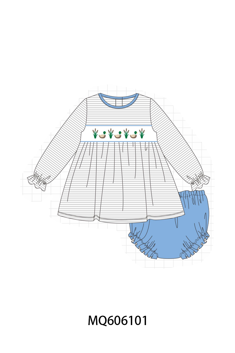 Blue duck embroidery stripe collection