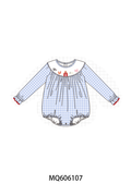 Blue farm embroidery gingham collection