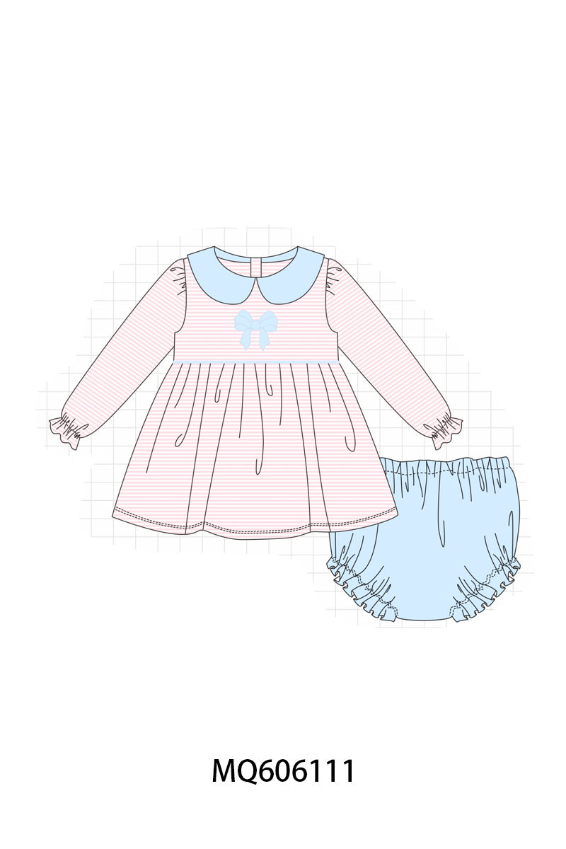 Pink&blue stripe bow applique collection