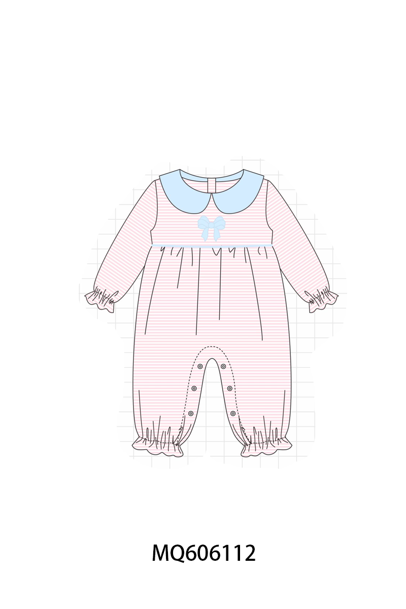 Pink&blue stripe bow applique collection