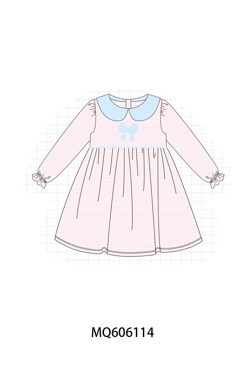 Pink&blue stripe bow applique collection