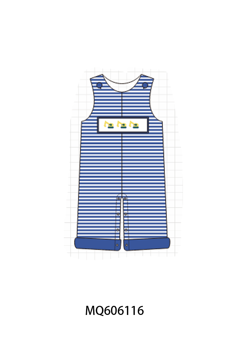 Navy excavator embroidery stripe collection