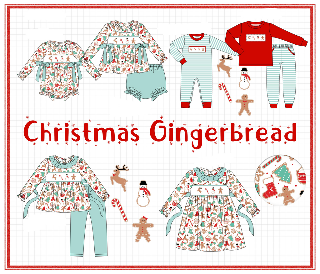 Mint christmas gingerbread embroidery collection