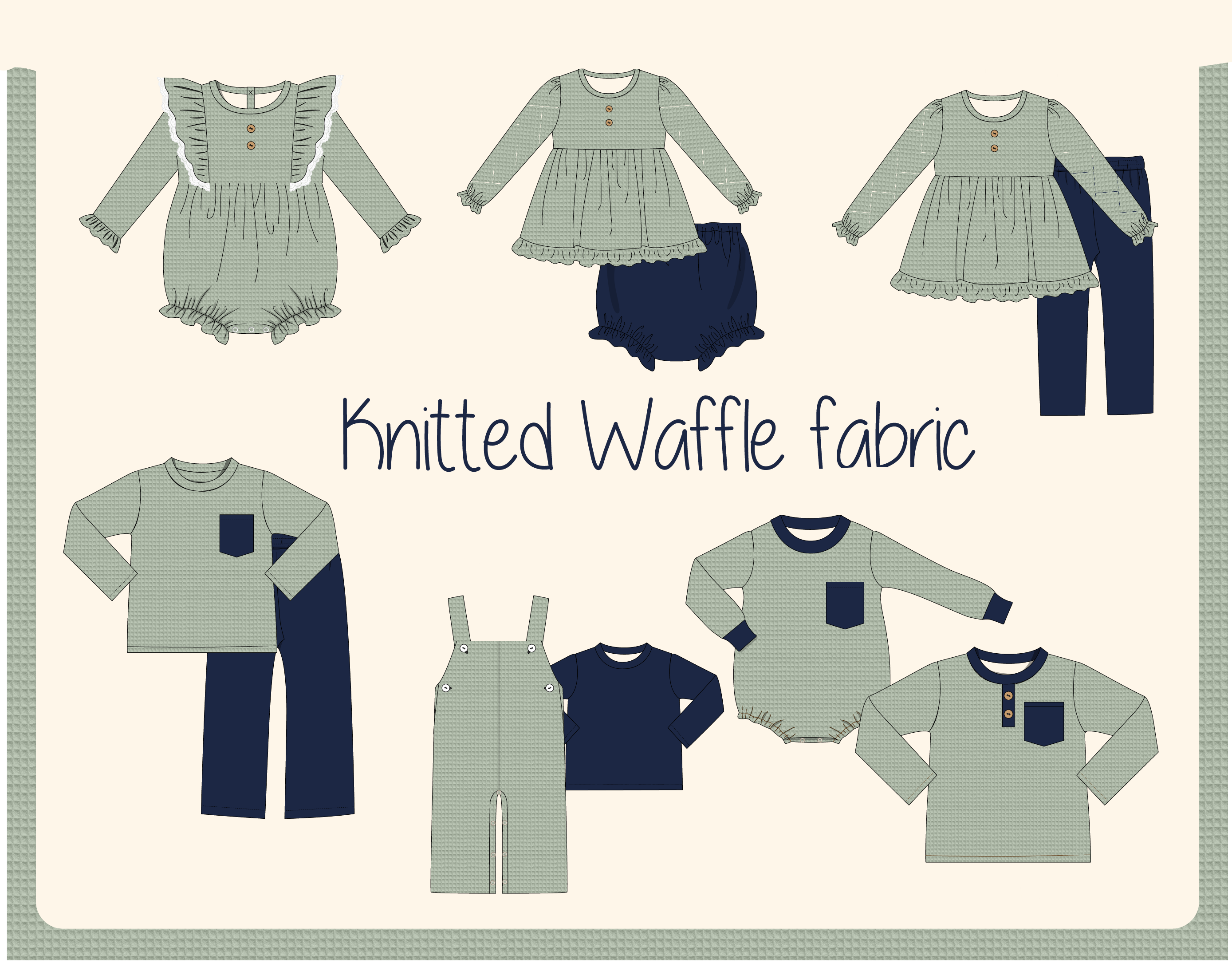 Navy waffle ruffle collection