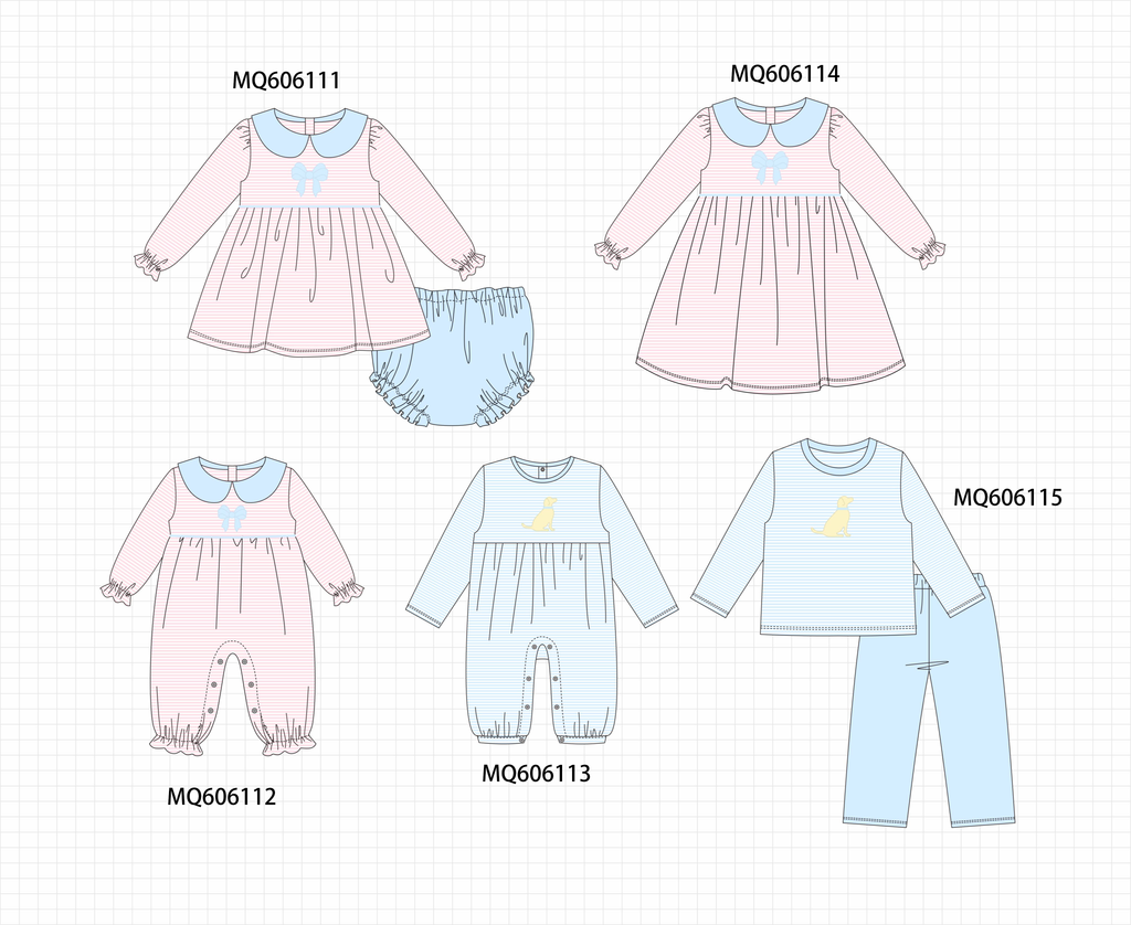 Pink&blue stripe bow applique collection