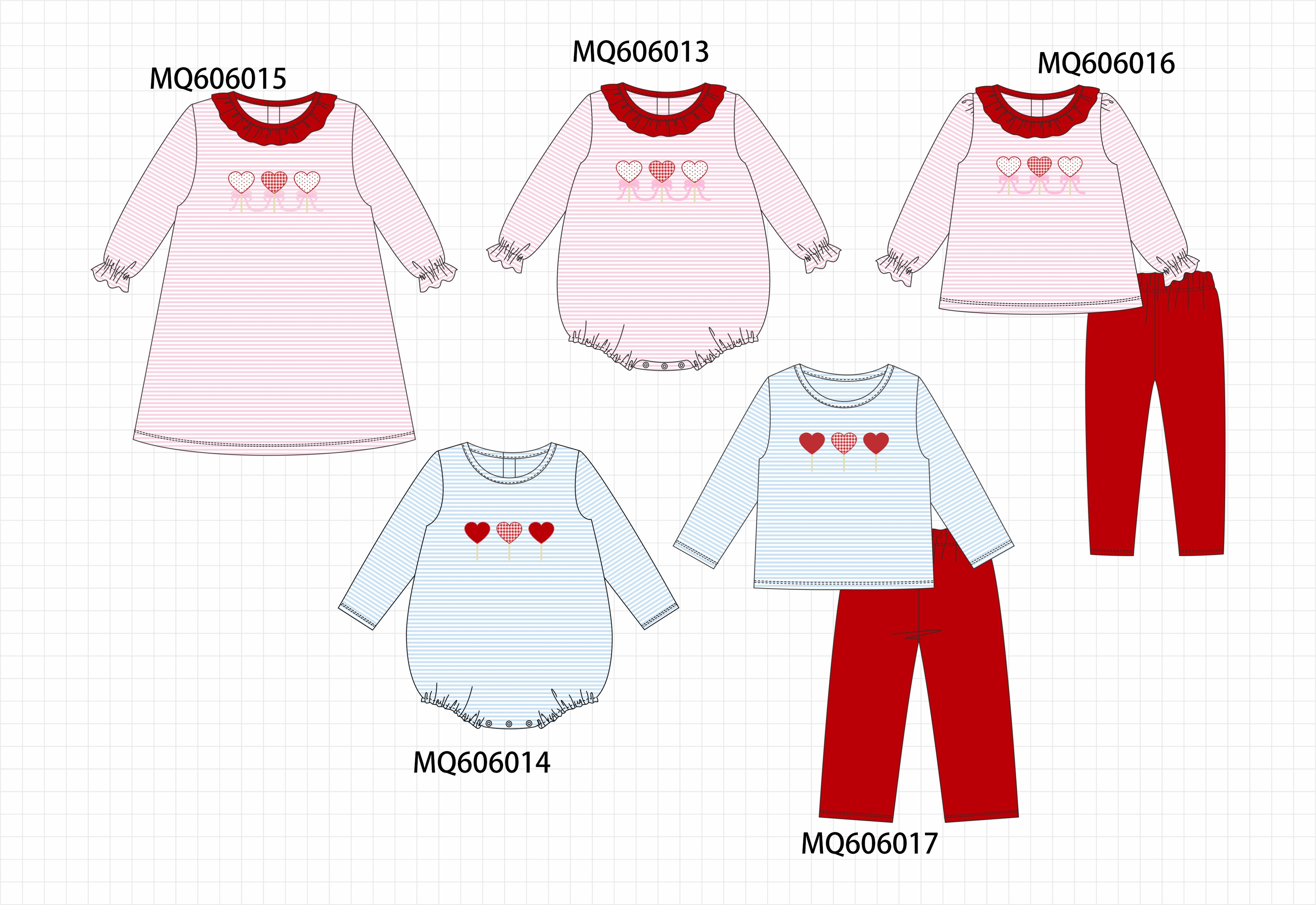 Pink&blue stripe heart embroidery collection