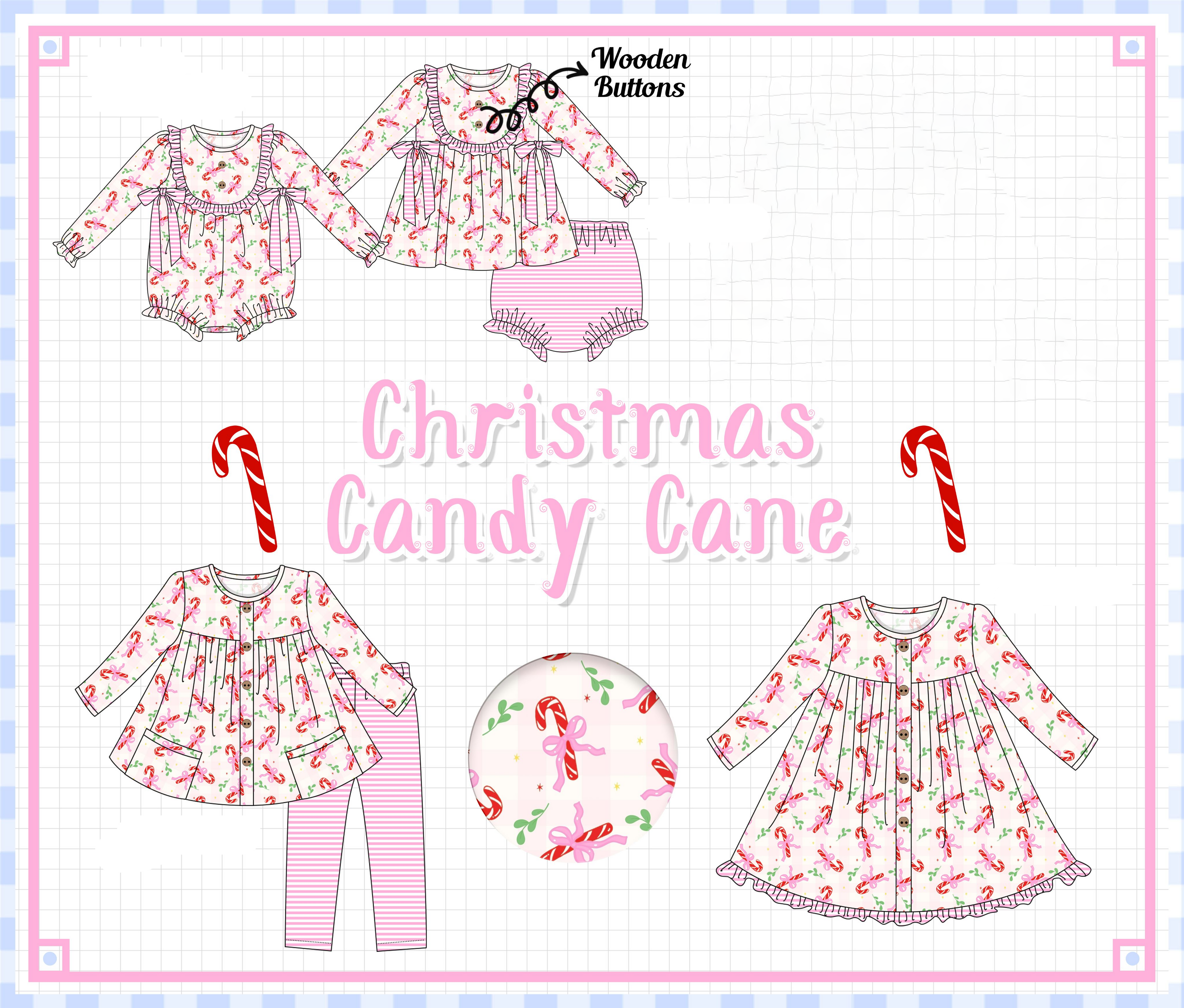 Pink christmas candy cane stripe collection