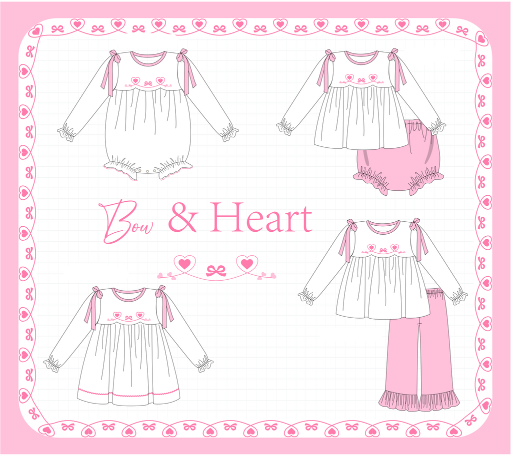 Pink valentine's day bow heart collection