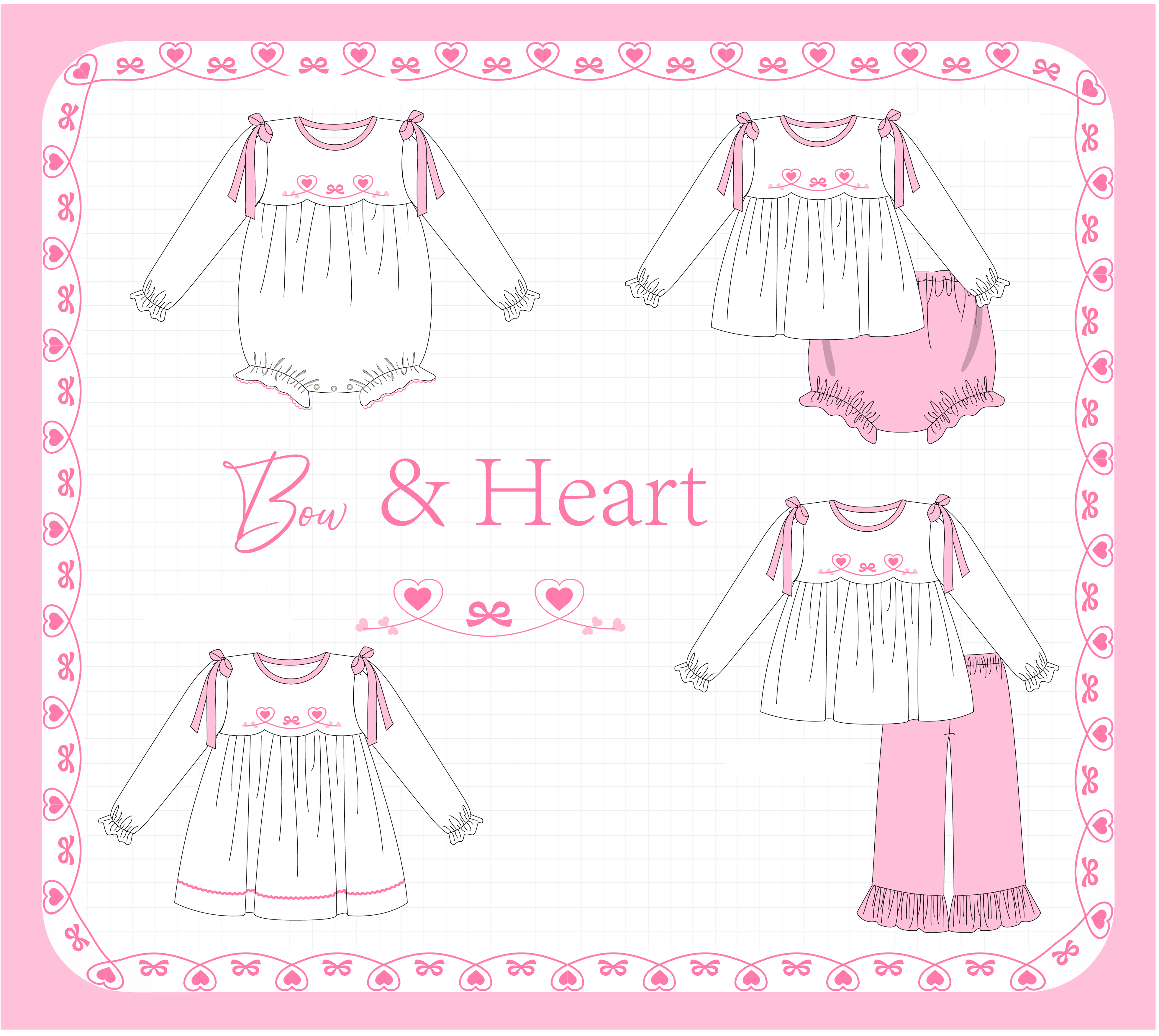 Pink valentine's day bow heart collection