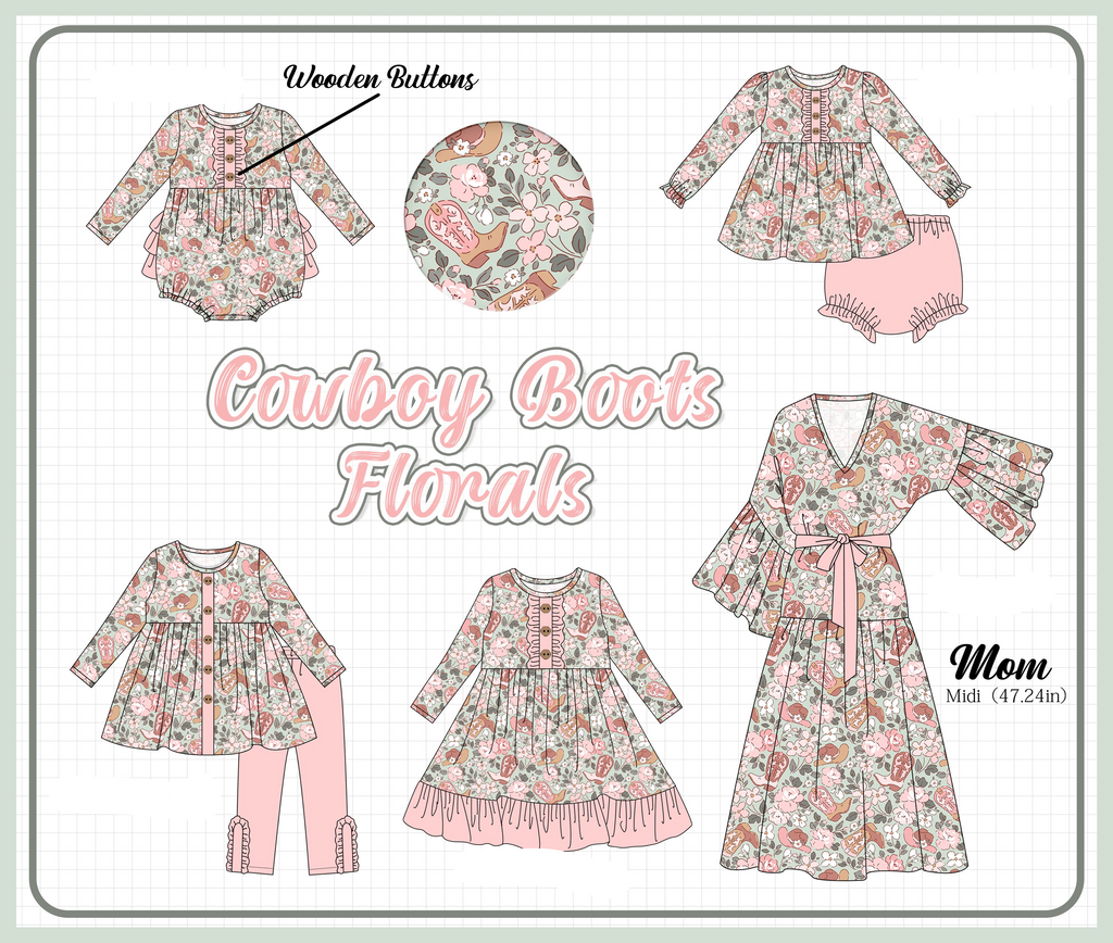 Pink western boots floral collection