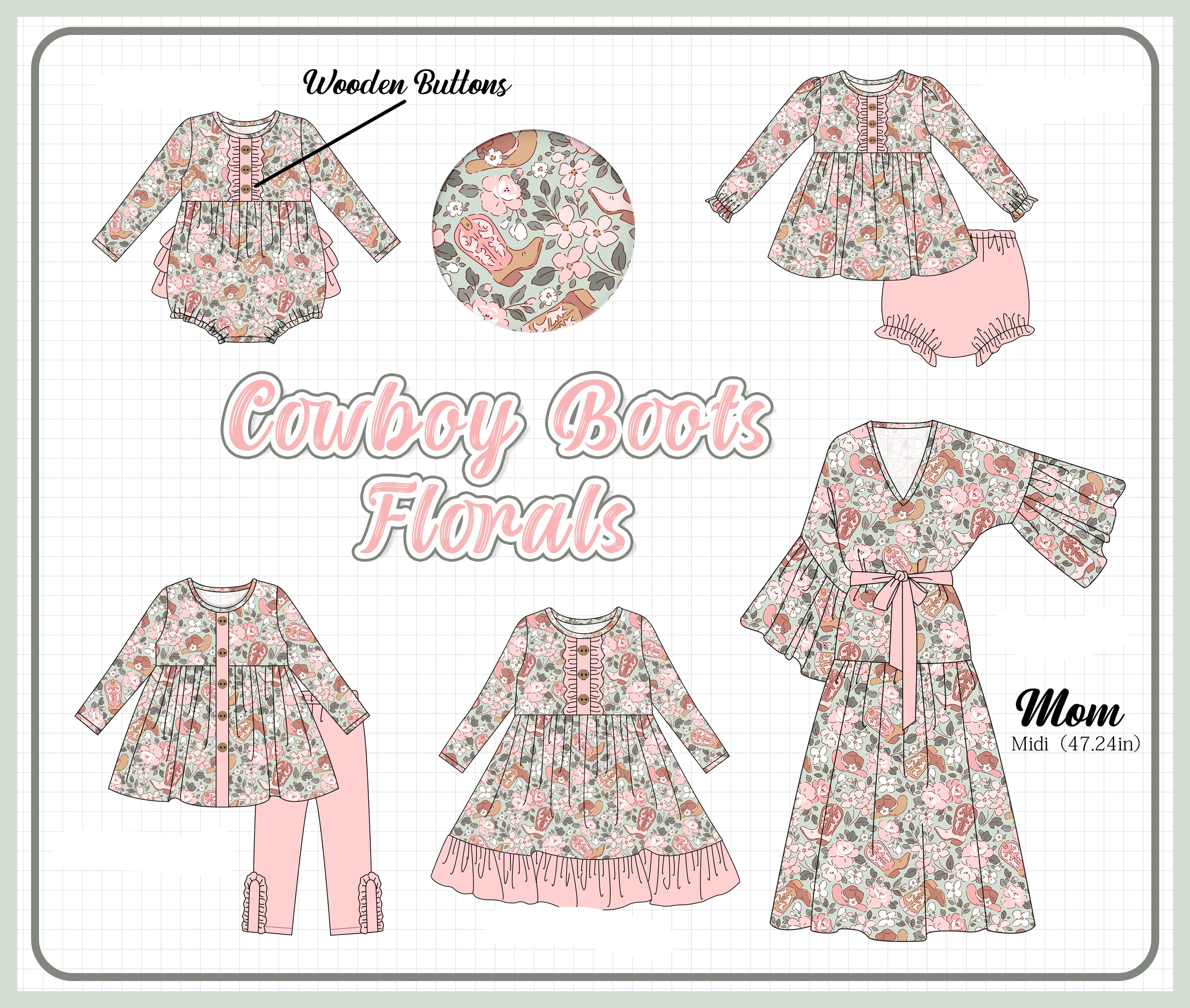 Pink western boots floral collection