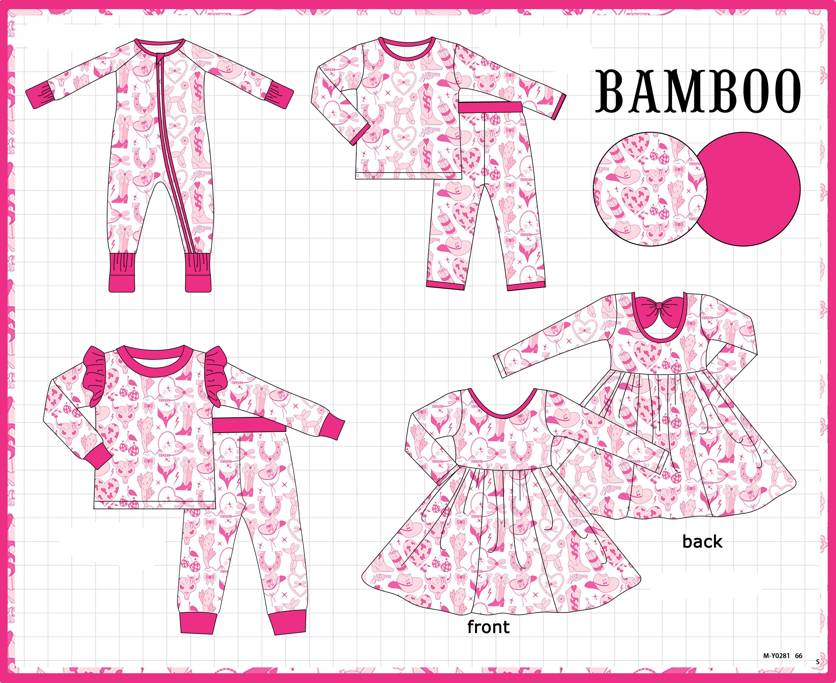 PO95 Pink western heart bow bamboo collection