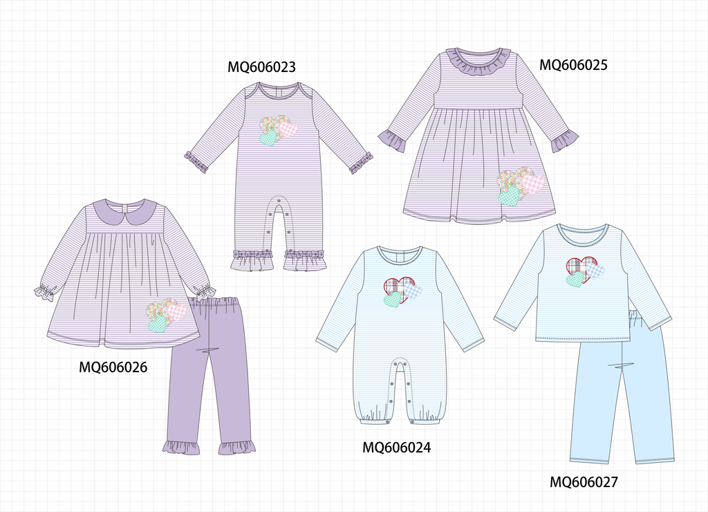 Purple&blue stripe heart applique collection