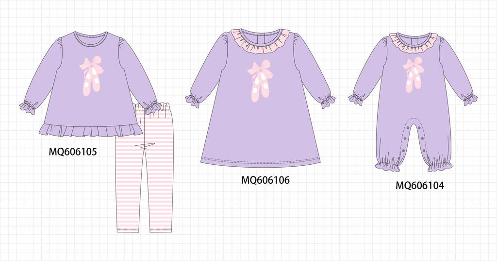 Purple ballet shoes applique collection