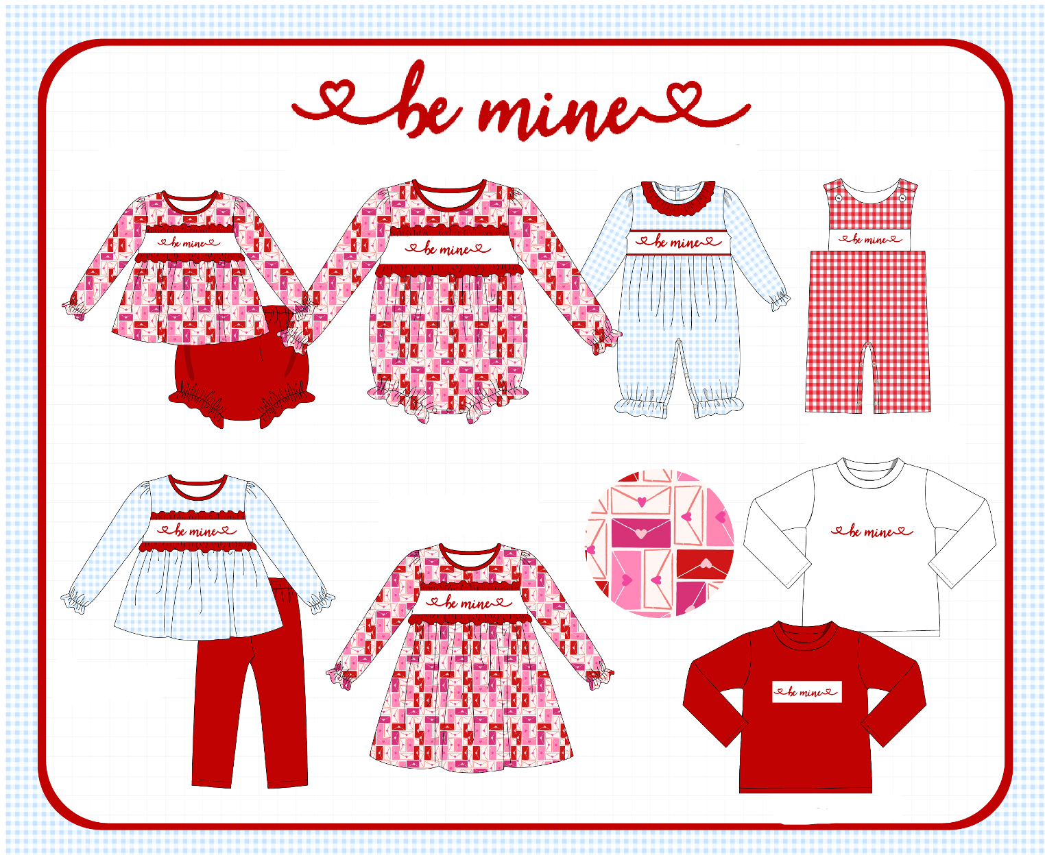 Red&blue be mine embroidery collection