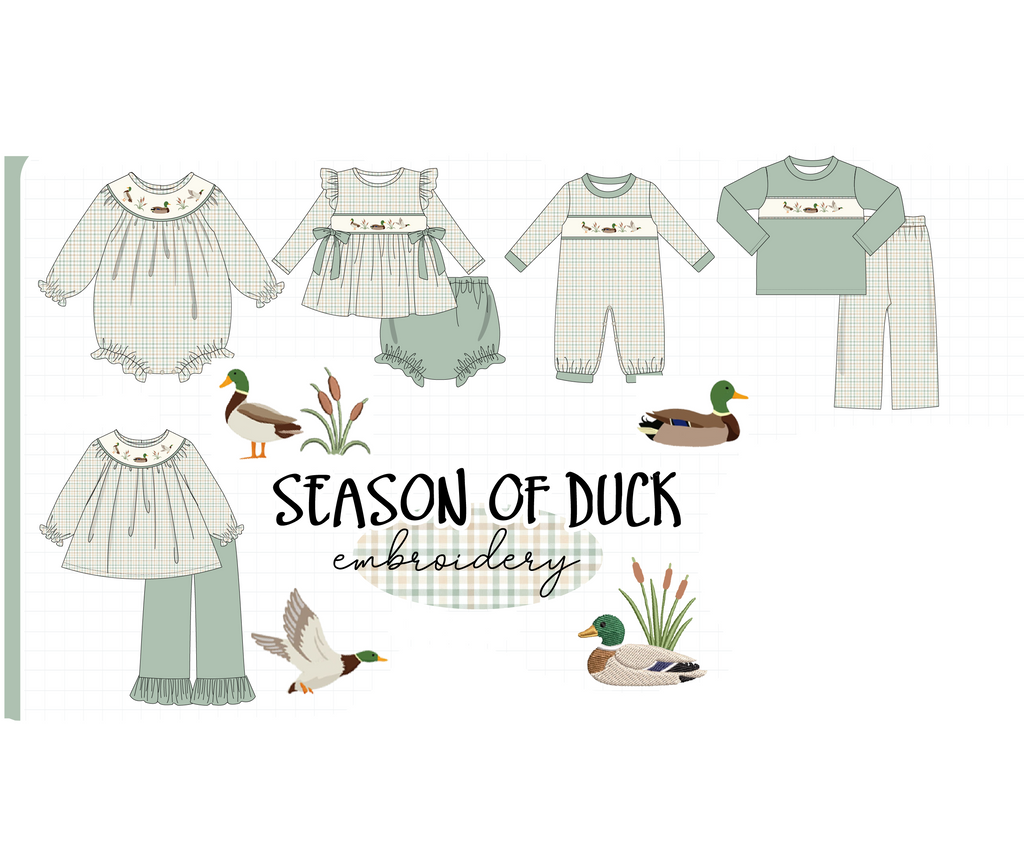 Sage duck embroidery plaid collection 1
